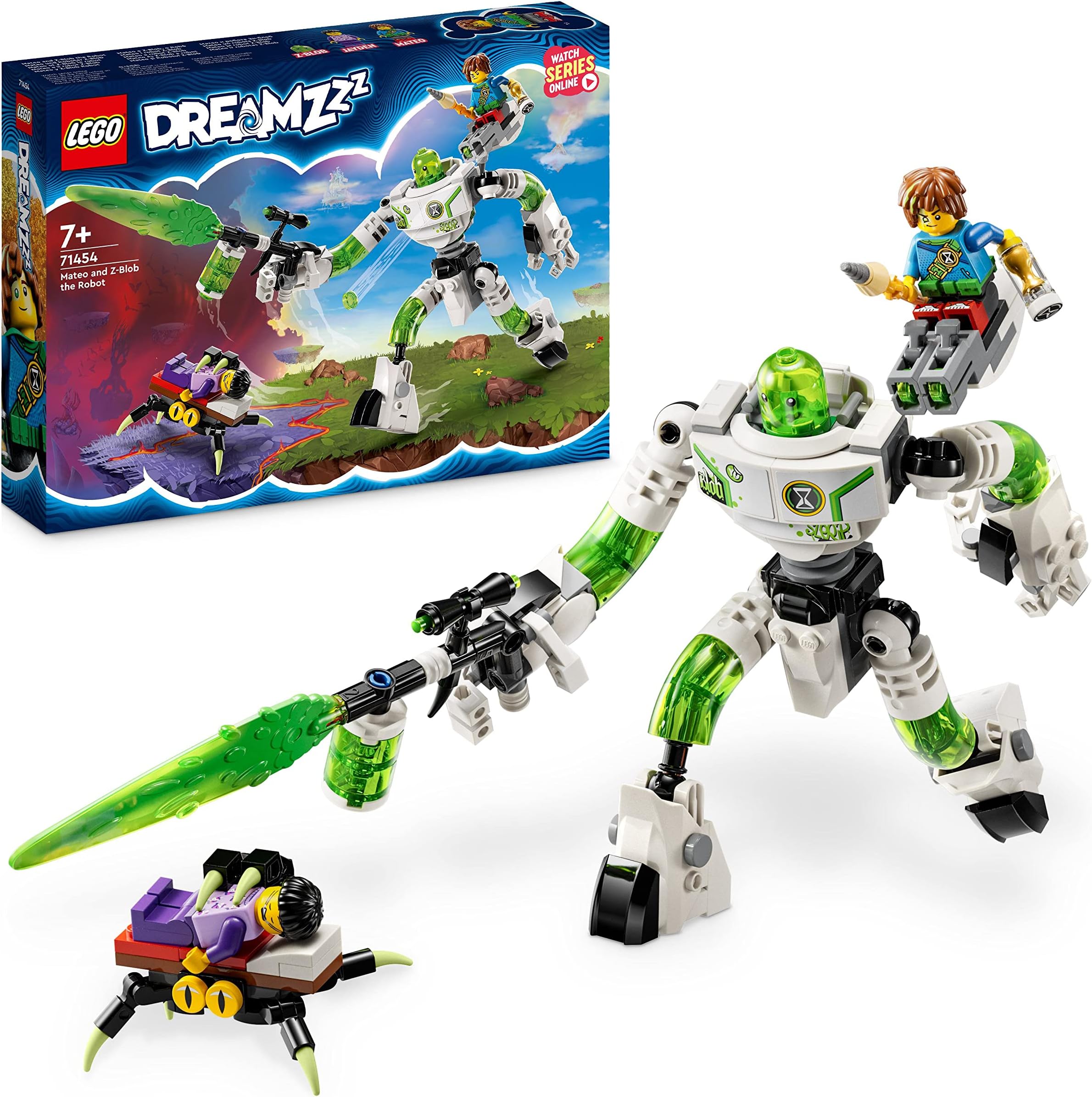 DREAMZzz 2-in-1 Mateo and Z-Blob the Robot Toy Set with Robot Figure plus Jayden & Mateo Minifigures, Imaginative Dream Adventure Play Based on the TV Show, Toys for Kids Aged 7+ 71454