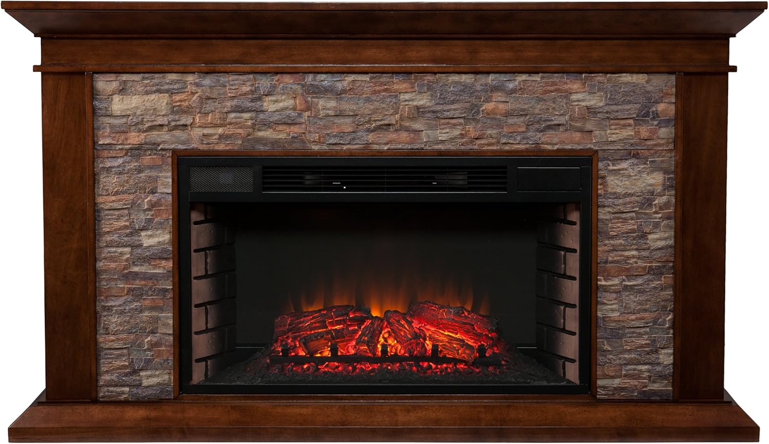 Front view of the assembled electric fireplace