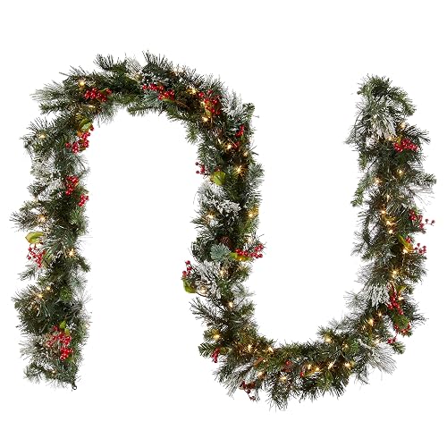National Tree Company 9 ft Pre-Lit Wintry Pine Flocked Artificial