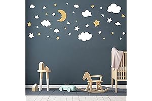 Crescent Moon and Stars Wall Art