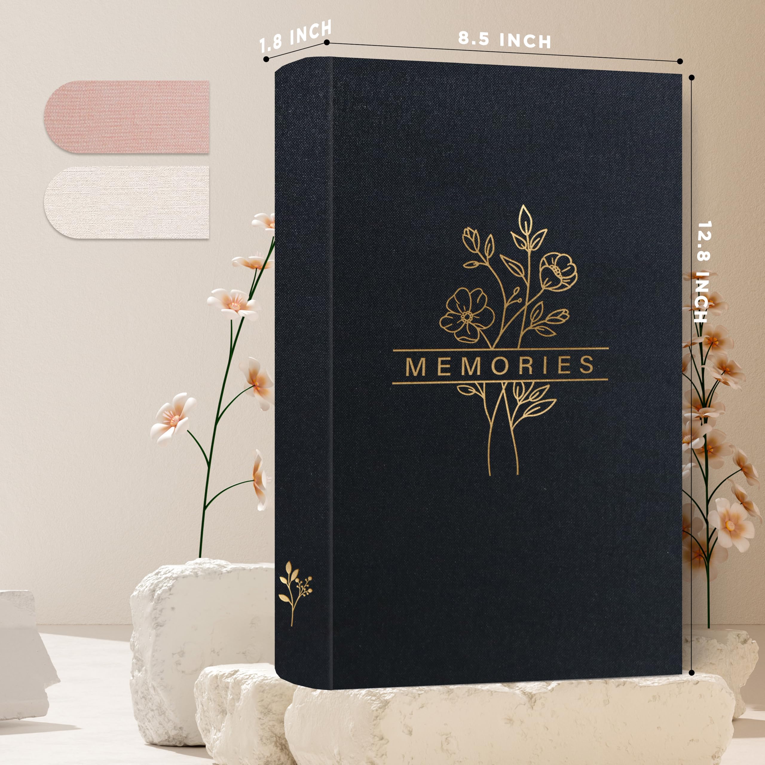 Holoary 4x6 Photo Album - Holds 300 Photos, Linen Hardcover, 100 Acid-Free Pages With Writing Area