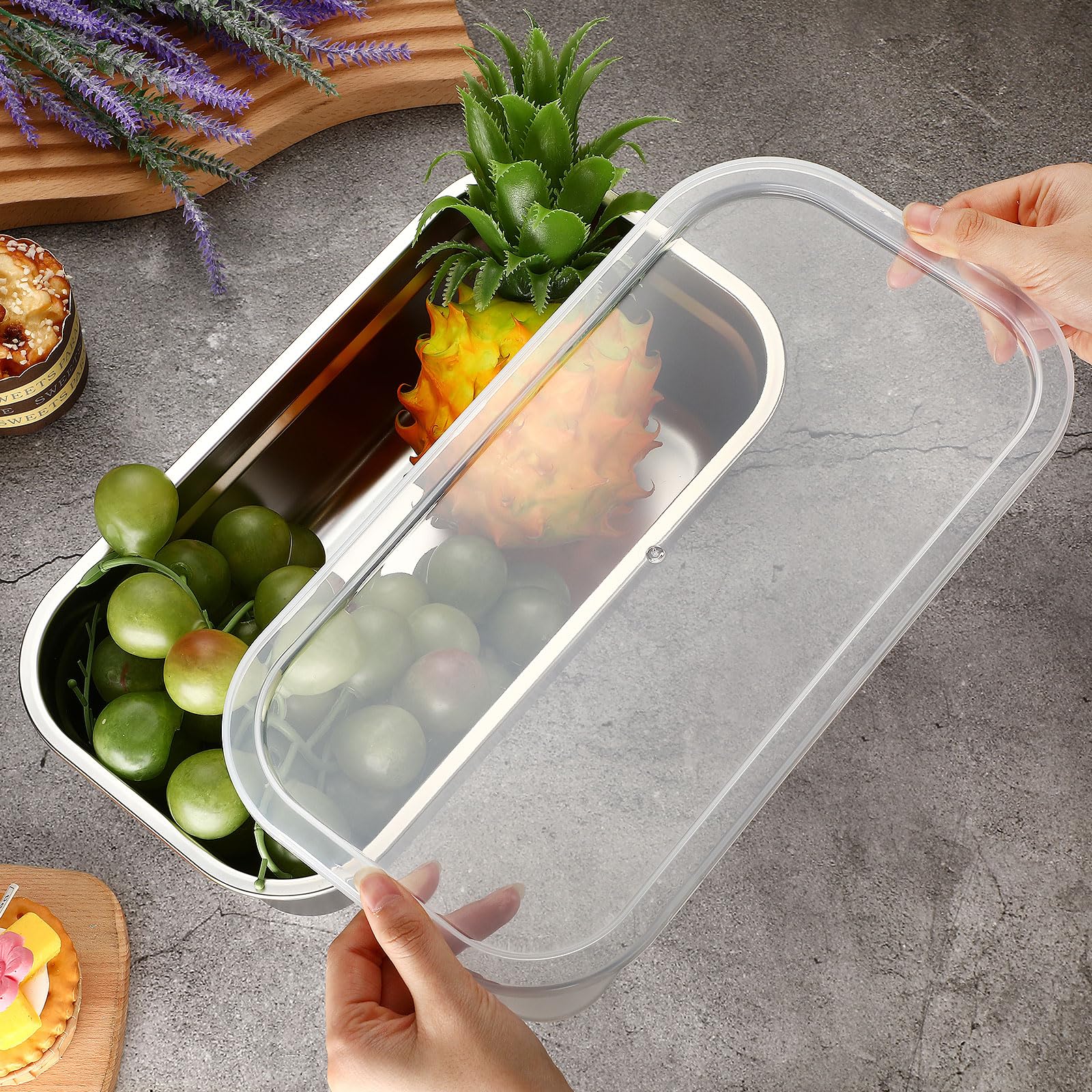 8 Stück Hotelpfanne, 1/3 Größe, Edelstahlbehälter, Dampftischpfanne, Catering-Tabletts mit Deckel, Edelstahl-Gefrierbehälter für Party, Restaurant, Küche, kommerzielles Buffet, Servieren (10,2