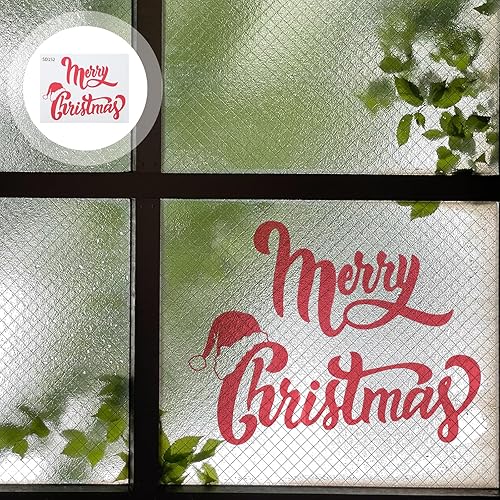 Miniatura 9 de ULTNICE Calcomanía de pared con texto en inglés Merry Christmas, para despegar y pegar, con copos de nieve extraíbles, papel tapiz para fiestas de