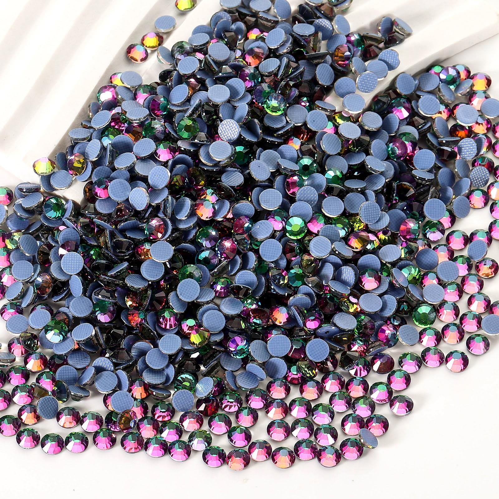 Hotfix Rhinestones Bulk, 14400PCS Green Volcano Hot Fix Rhinestones for Clothes DIY Decoration Crafts, Green Volcano, SS16, 3.8-4.0mm