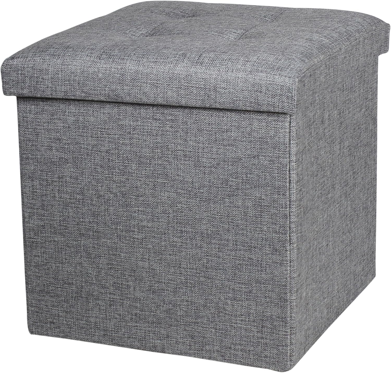 NISUNS OT02 Folding Storage Ottoman Cube Foot Rest Stool Seat.15"x15"x15" (Linen Gray)