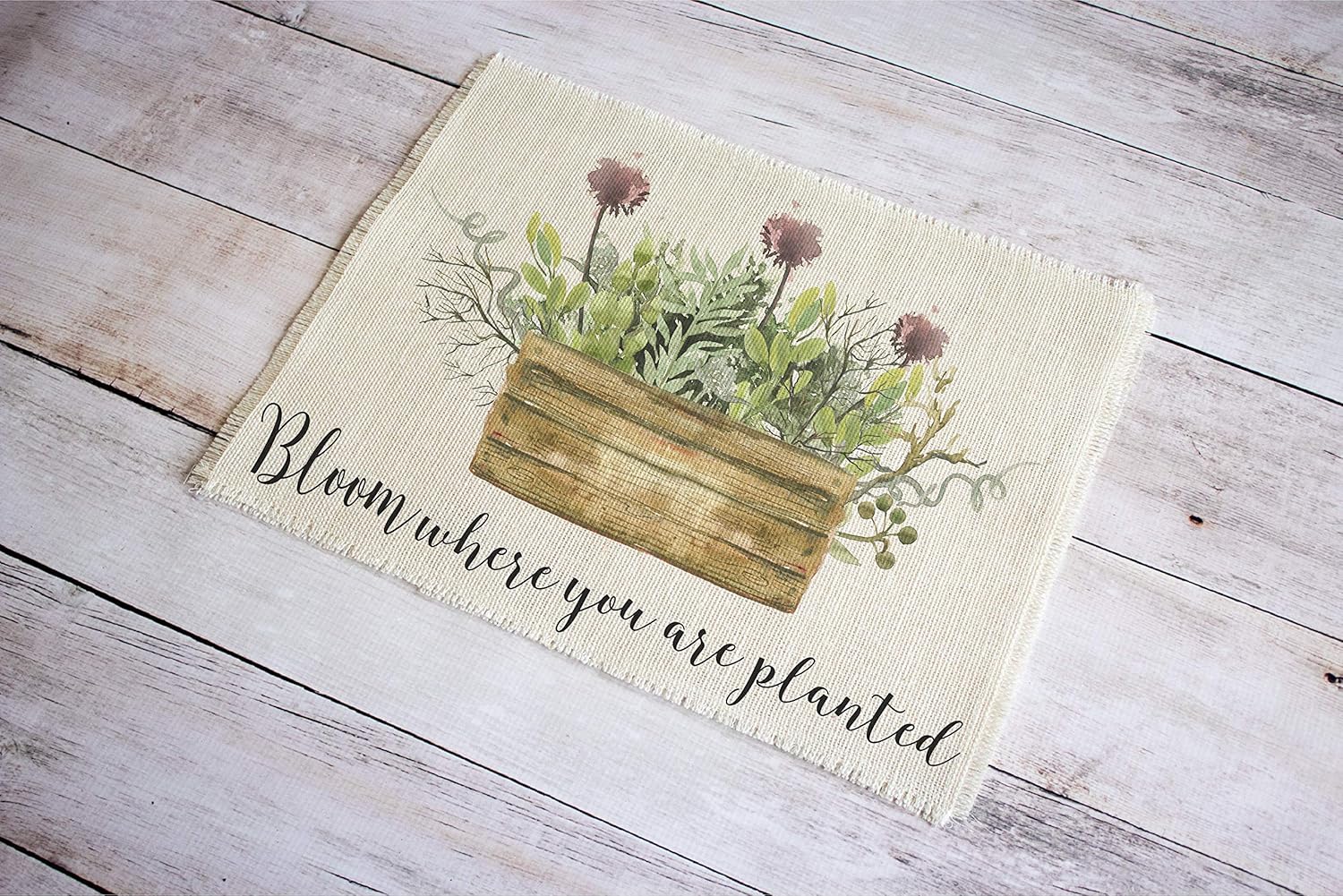 Bloom Where You are Planted - burlap placemats