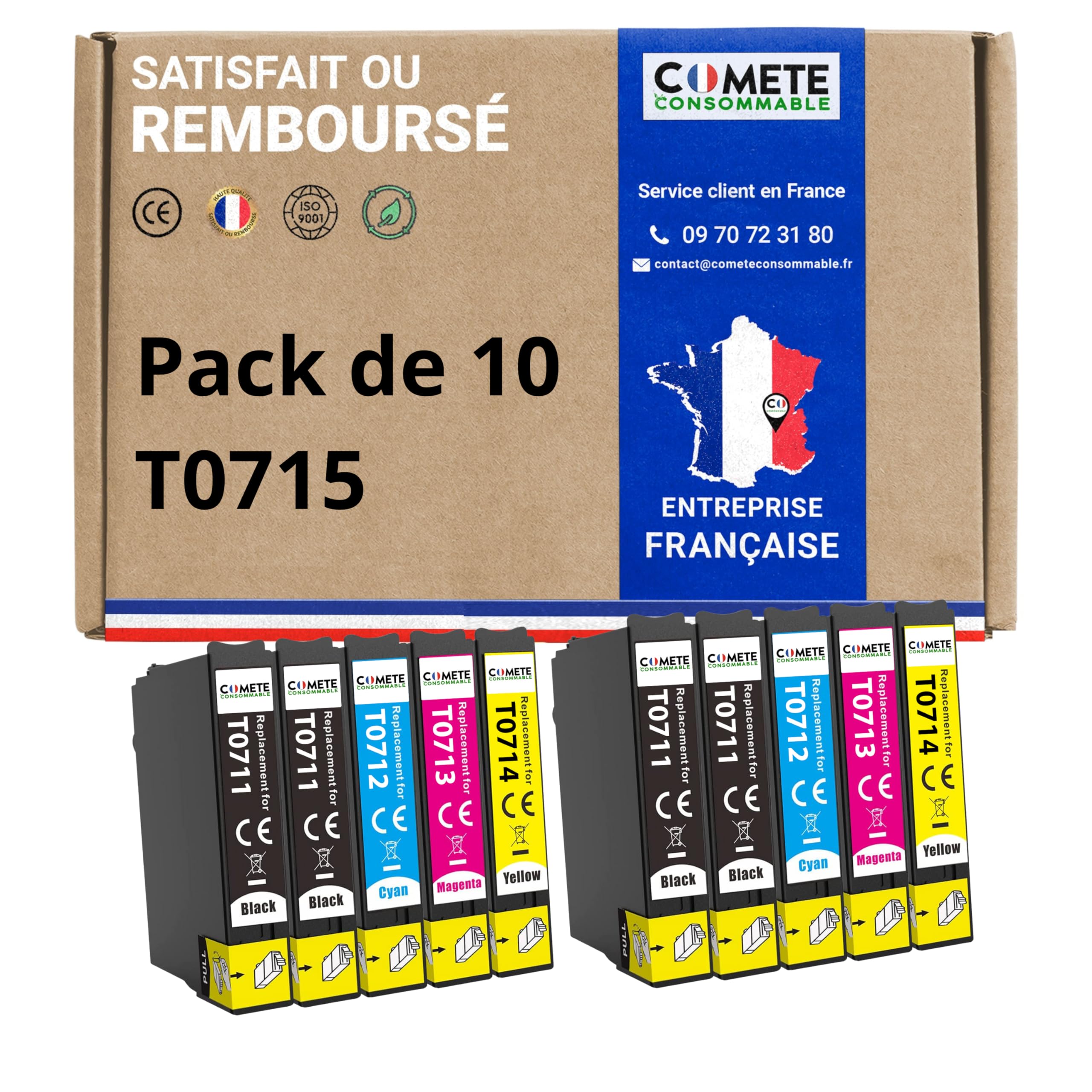 COMETE - T0715 - Pack Cartucce d'Inchiostro Compatibili per Epson T0715 Ghepardo (T0711 + T0712 + T0713 T0714) - per Epson T0715 Stylus (4 Nero 2 Ciano 2 Magenta 2 Giallo)