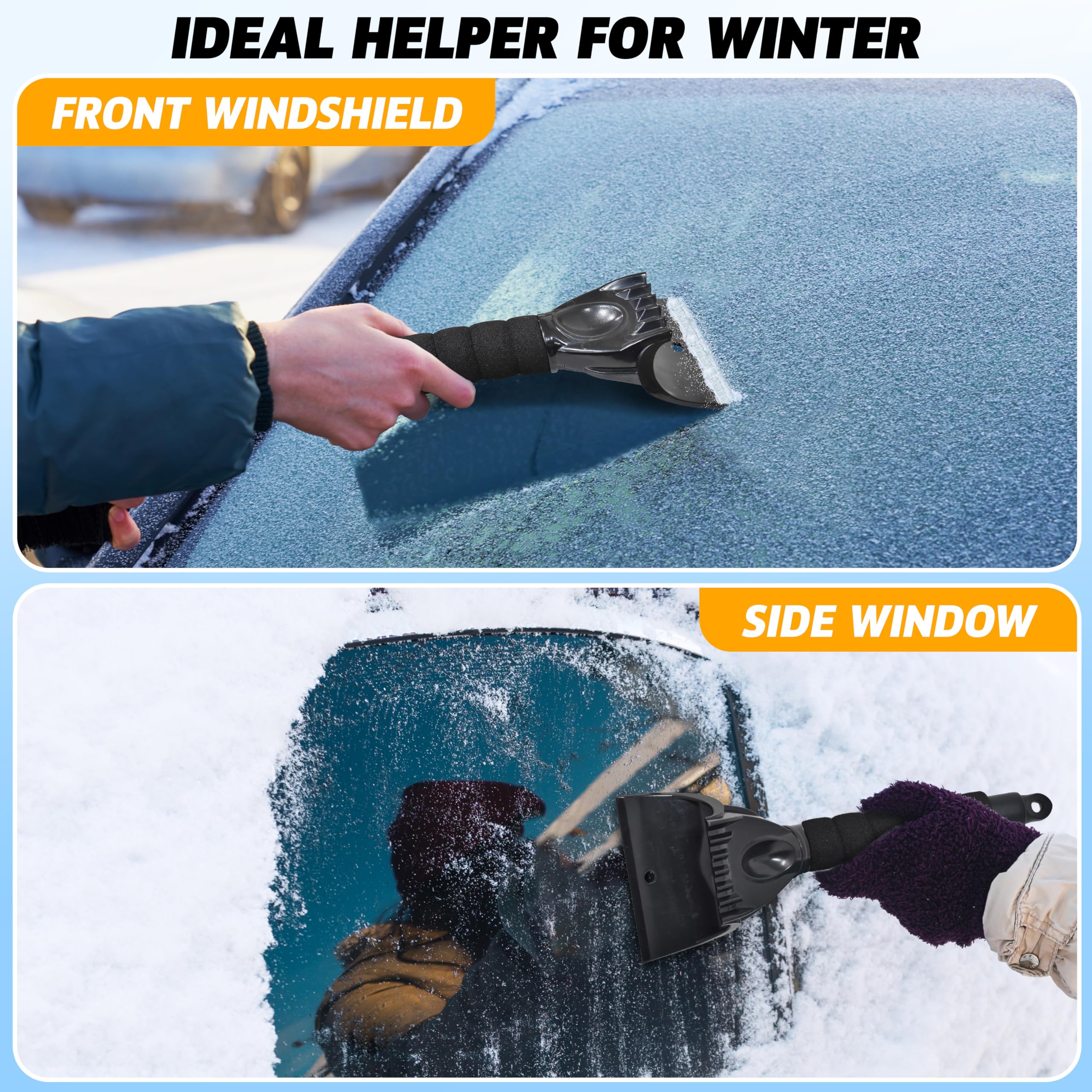 EcoNour Ice Scraper For Car Windshield | Snow Brush For Car To Reove Snow, Frost, And Ice