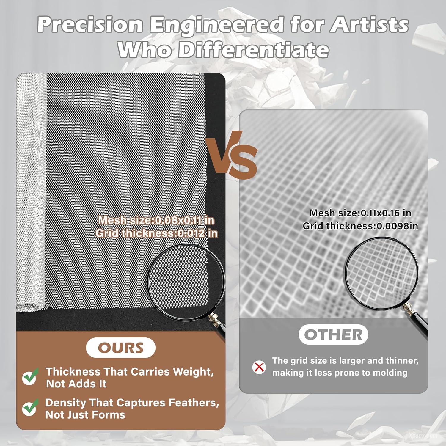 CELSOL Pro Sculpting Wire Mesh Roll 16"x100" (0.08x0.11 Ultra-Dense Grid) | Heavy Duty Aluminum Armature Mesh for Clay, Metal Art & DIY Crafts | Scissors-Cut, Rustproof, Artist-Approved