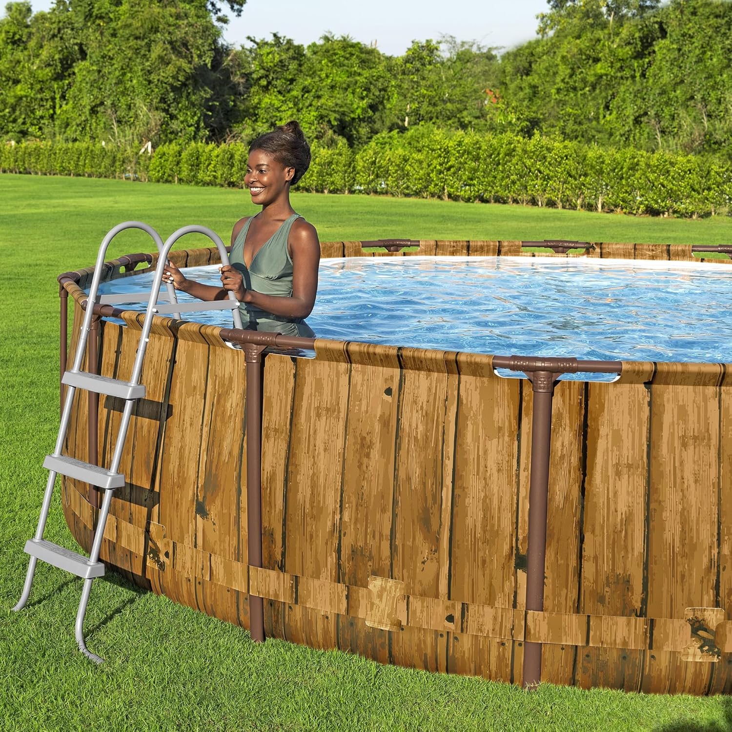 Bestway: Steel Pro MAX - Splashview Round Swimming Pool Set - 14' x 42", Above Ground, Tritech Construction, Filter Pump, Ladder, Cover, ClickConnect