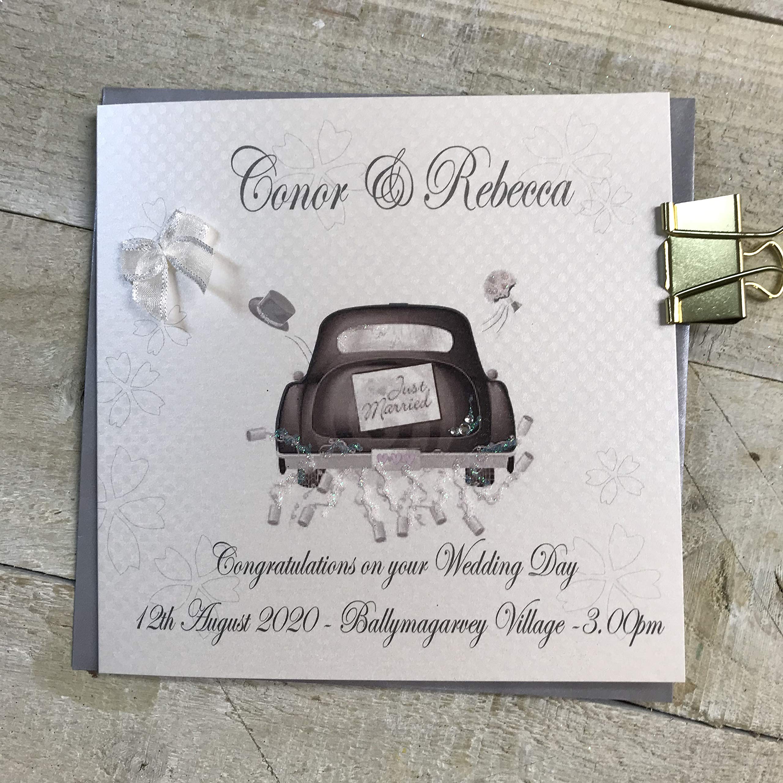 Personalised Large Card Wedding Car