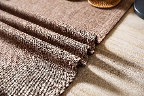 Miniatura 6 de Camino de mesa estilo arpillera de 90 pulgadas de largo, camino de mesa auxiliar de tejido rústico marrón para uso diario, 14 x 90 pulgadas, marrón