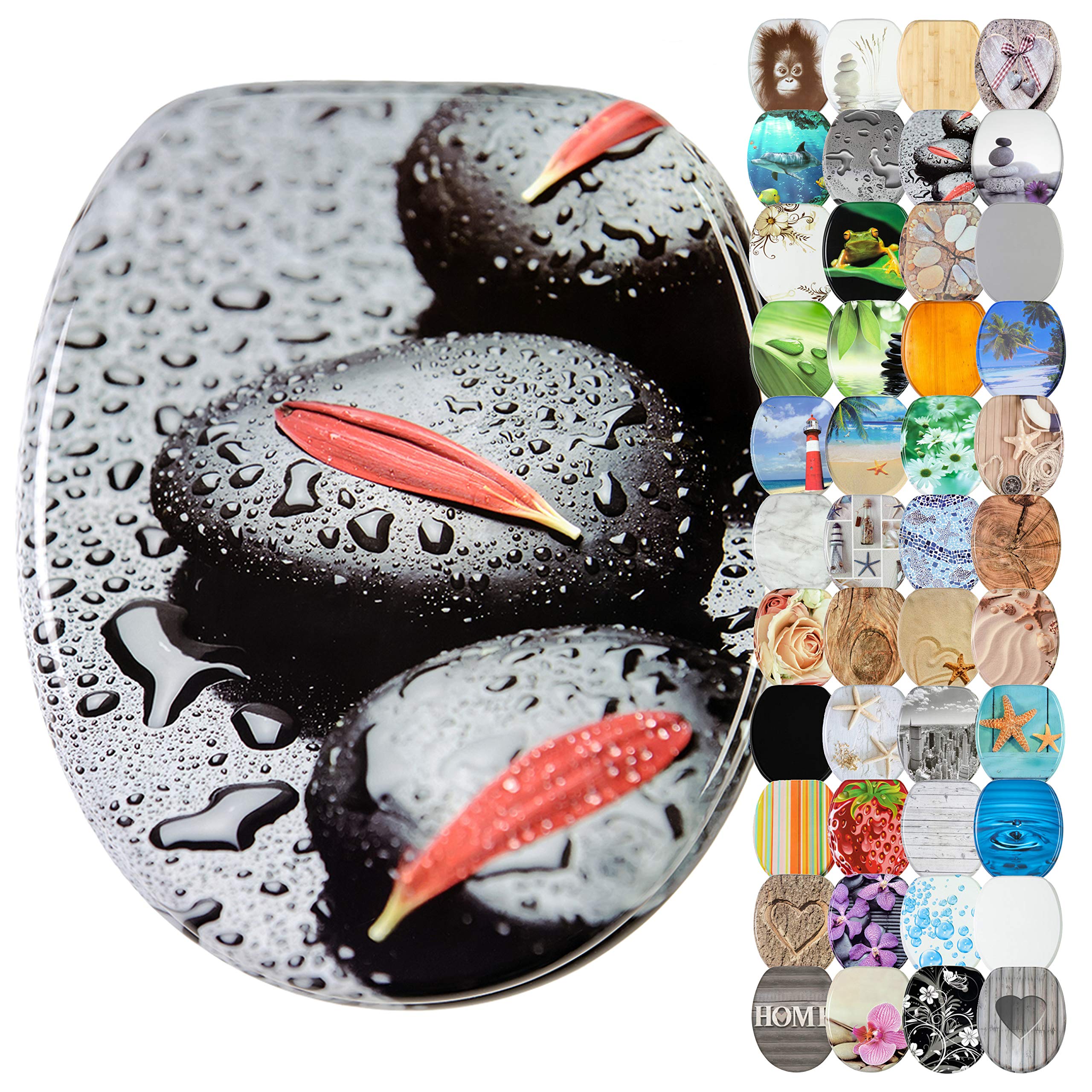 Sanilo WC-Sitz mit Absenkautomatik I Hochwertiger Toilettensitz aus Holz I Toilettendeckel in verschiedenen Motiven (Elegance)