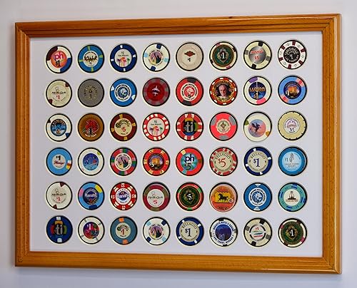 Miniatura 17 de Tenedor de la vitrina del marco de la moneda de la viruta del póker del casino 48 con el inserto coloreado negro