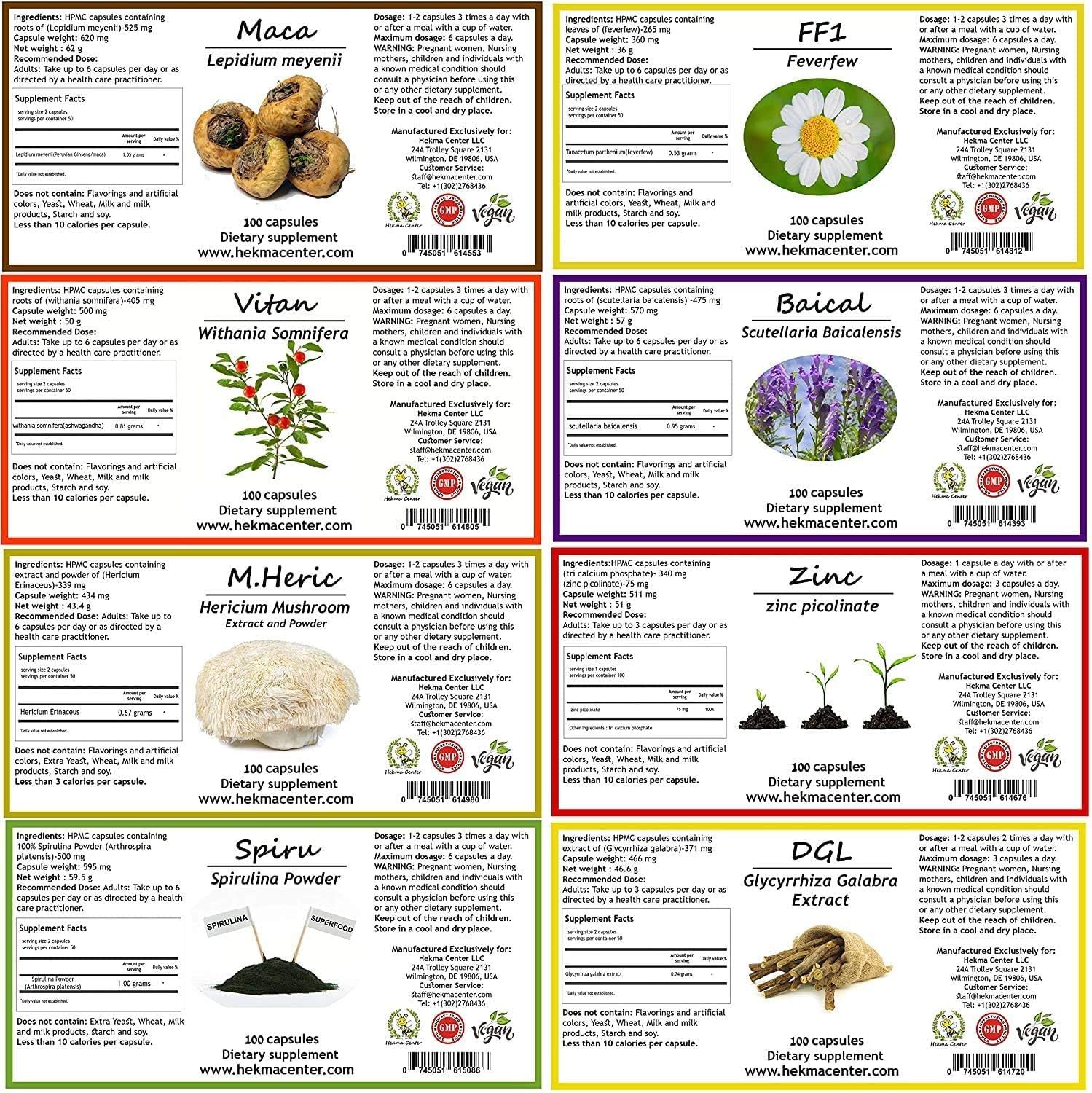 Hekma Center Supplements Package for MS - 18 Medicinal Herbs & Sidr Honey with Royal Jelly - 100% Natural, Pure Organic - Vegan - Supplements for M.S