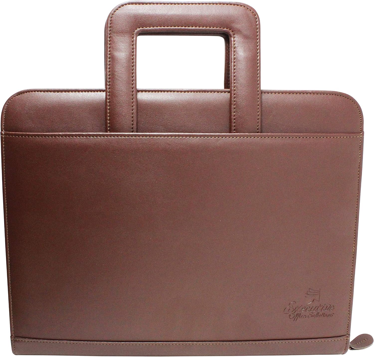 Executive Office Solutions Professional Business Padfolio Portfolio Briefcase Style Organizer Folder with Handles Notepad and 3 Ring Binder Synthetic Leather – Almond Brown (F044)