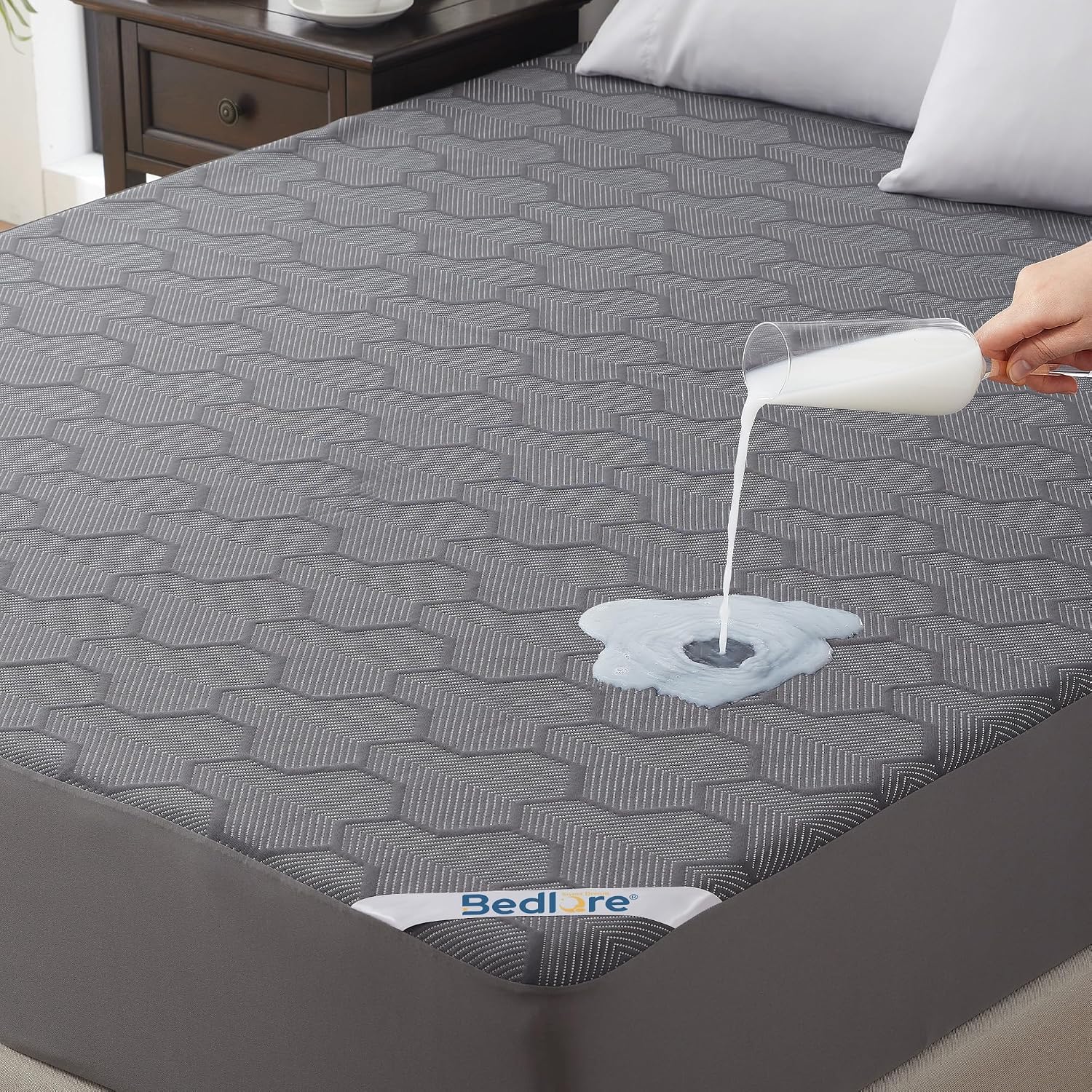 (-35%) BEDLORE Matratzenschoner 180x200cm 100% Wasserdicht & Atmungsaktiv, Grau