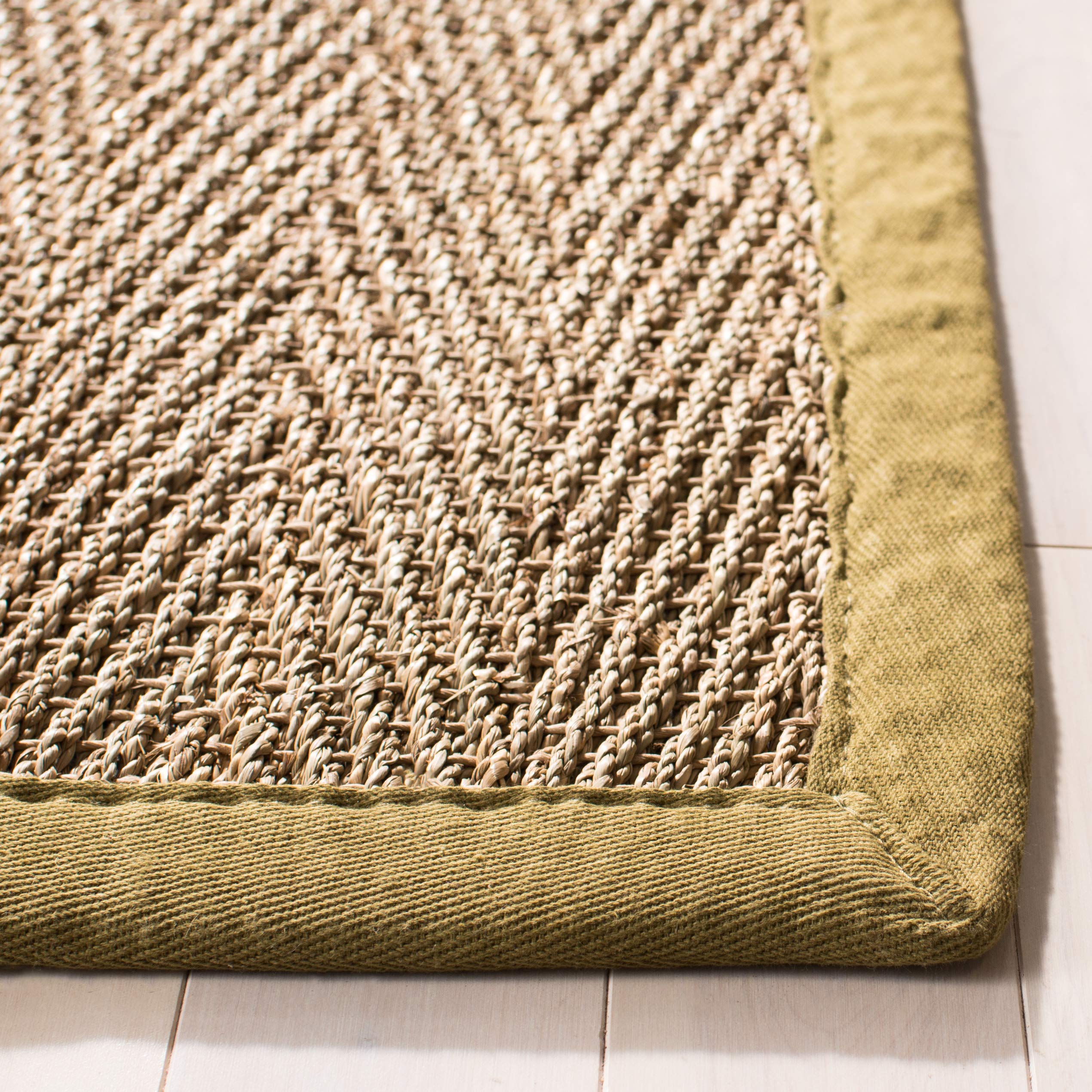 SAFAVIEH Tapis en Fibres Naturelles Salon, Salle à manger, Chambre à coucher - Natural Fiber Collection, Tapis à poil court, Naturel et Olive, 122 X 183 cm