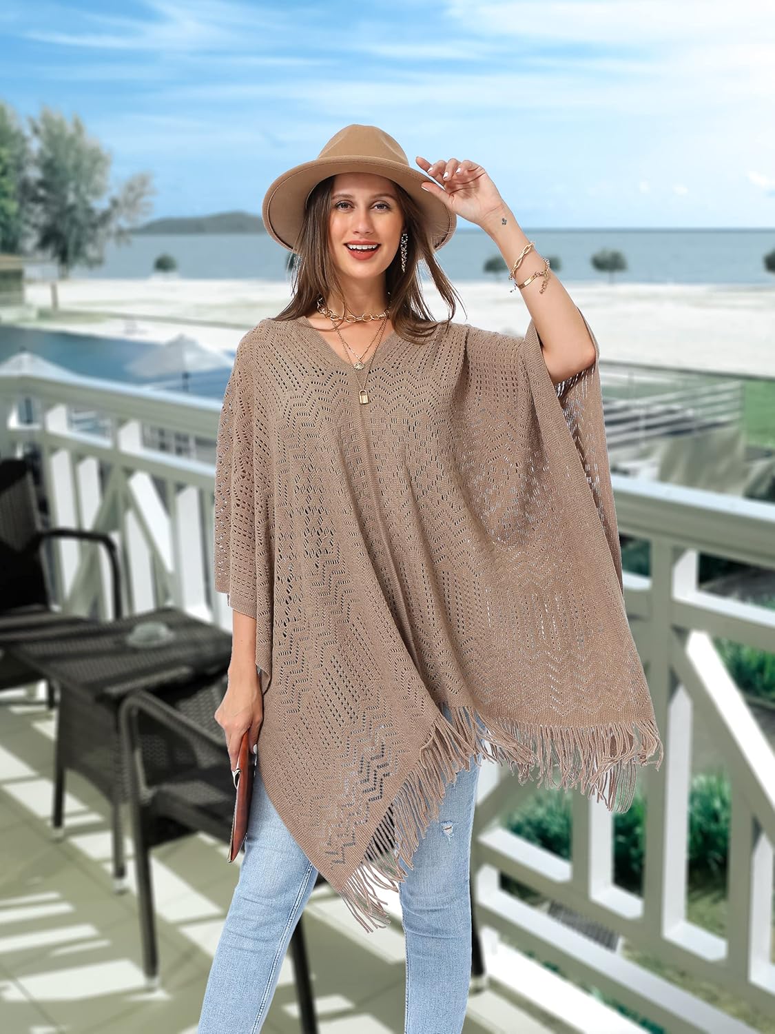 Soul Young Knitted Poncho Sweater for Women Ladies Pullover Wraps Cozy Topper shawl Cape - Image 8