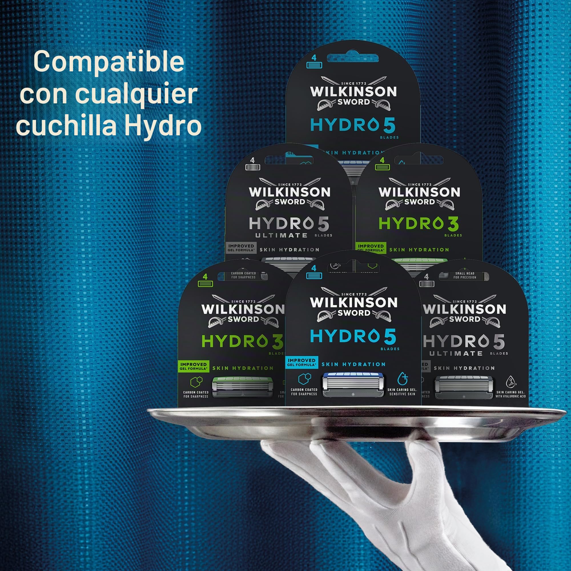 Wilkinson Sword Hydro 5 - Juego de cuchillas de recambio XXL de 12 recambios, acción hidratante y con revestimiento de carbono