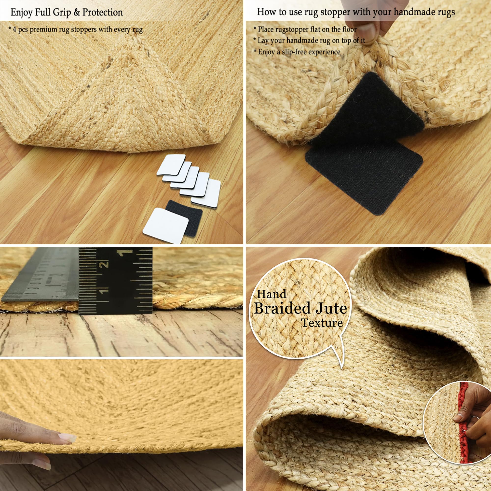 Tectake Gevlochten Vloerkleed Raya In Jute-look, Voor Binnen En Buiten Bruin 4