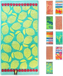 jilda-tex Strandtuch 90x180 cm Badetuch Strandlaken Handtuch 100% Baumwolle Velours Frottier Pflegeleicht Verschiedene Designs (Italian Lemons)