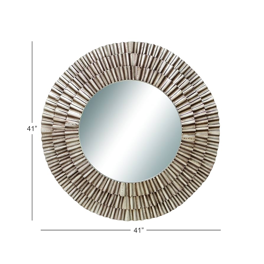 Amazon.com: Deco 79 Wooden Room Wall Mirror Layered Ripple