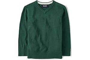 Boys Dark Green Long Sleeve Holiday Sweater