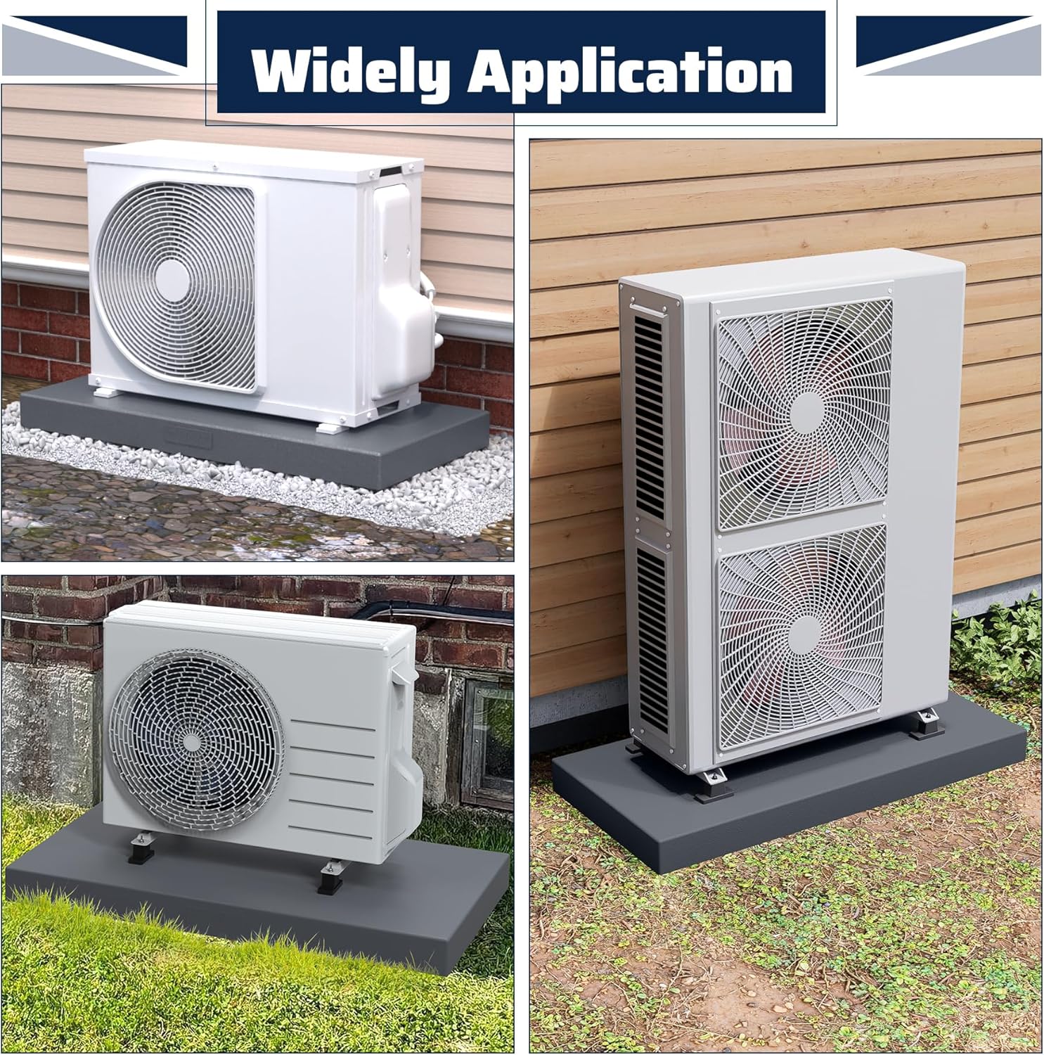 Equipment Pad for Mini Split Air Conditioner Heat Pump Systems,38 x 18 x 3 inches,Outdoor Plastic Condenser Pad Ground Support Base for Condensing Units,Mini Split Condenser Pad, Grey