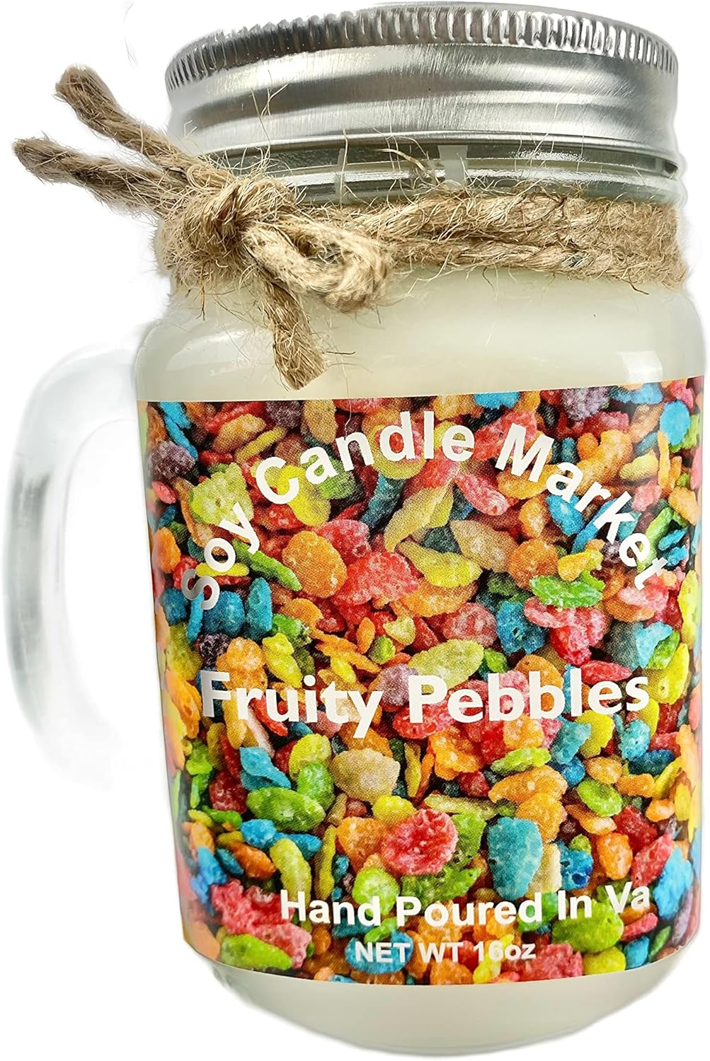Soy Candles Fruity Pebbles Scented | Handmade & Highly Aromatic Candles Burns up to 85 Hours in Glass Jar - Perfect for Home Decor, Wedding, Birthday, Dinner (16 oz)