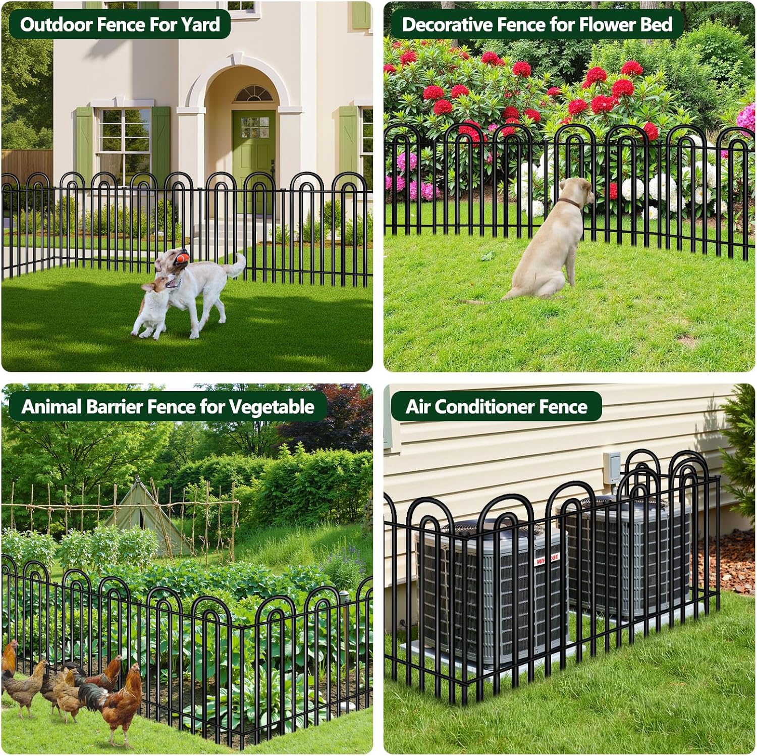 Decorative Garden Fence, 5 Panels No Dig Fence, 32 in(H) x 12.08 ft(L) Animal Barrier for Dogs Rabbits, Rustproof Metal Arched Decorative Garden Fences for Flower Bed, Outdoor, Yard, Patio
