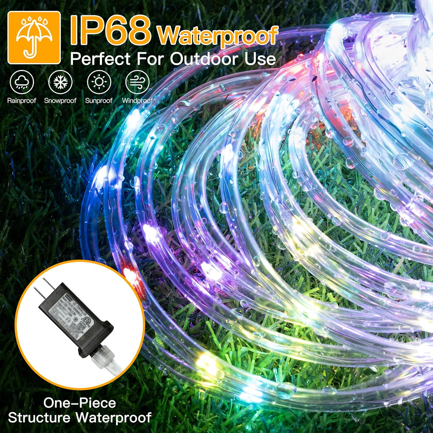 Ollny Rope Lights Outdoor Color Changing, 99FT 300 LED Waterproof Plug in Outdoor String Lights with Remote, 18 Colors Twinkle Rope Lights for Outside Indoor Party Christmas Holiday Decorations