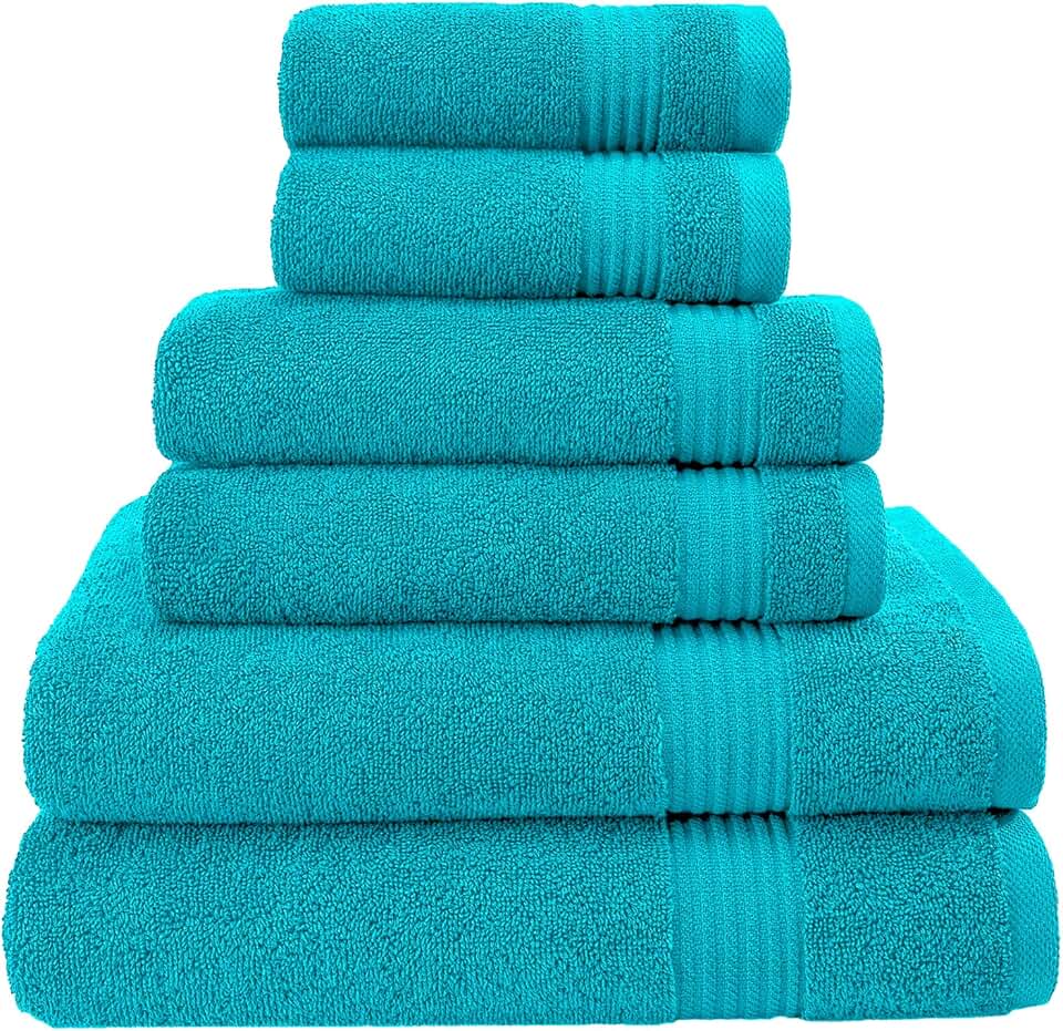teal bath towel set