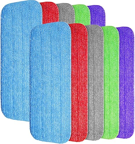 Boao 10 almohadillas reutilizables de microfibra para trapeador, repuesto de cabeza de 16.5 pulgadas, almohadillas de pulverización de revelación de