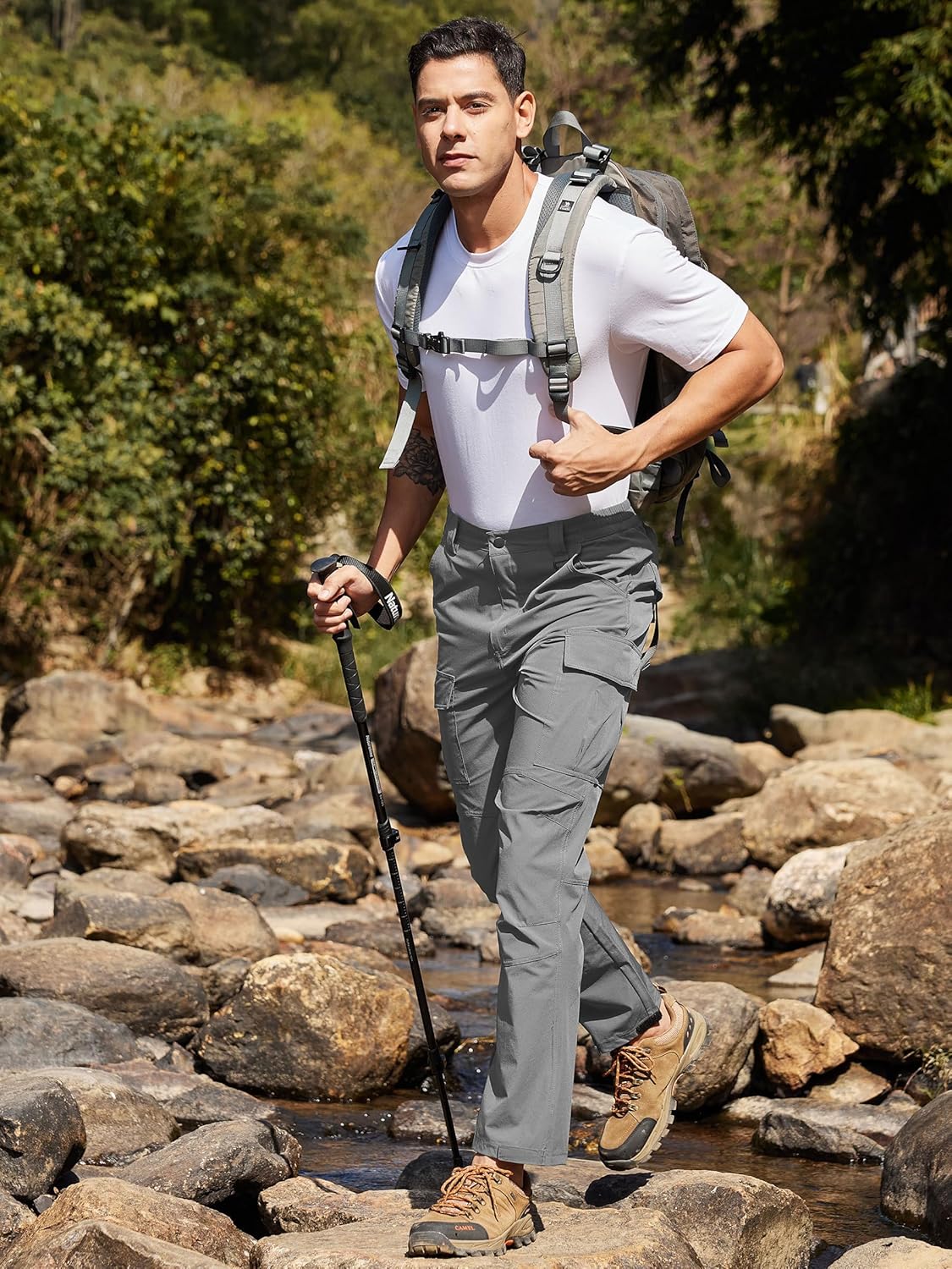 Men's Lightweight Hiking Cargo Pants Water-Resistant Quick-Dry Climbing Camping Fishing Work Outdoor Pants