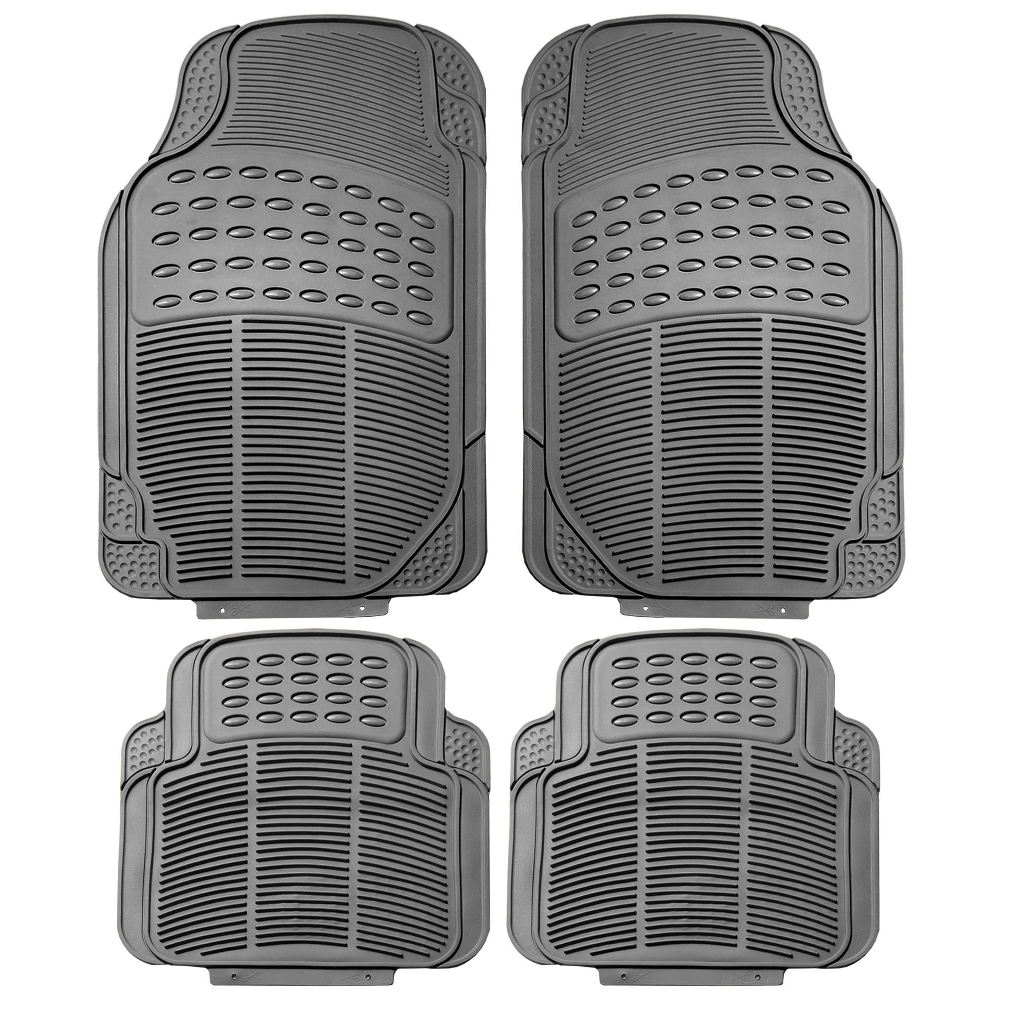 SIMILAR FH Group Automotive Floor Mats Universal Fit Heavy Duty Rubber for All Weather Protection Fits Most Cars, SUVs, and Trucks, 4 Piece (Full Set Trimmable) Gray