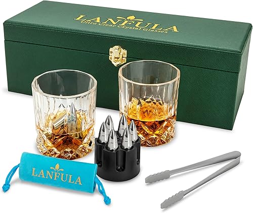 Vasos de whisky con balas de piedras de regalo para hombres, regalos únicos de Bourbon para aniversario, Navidad, jubilación