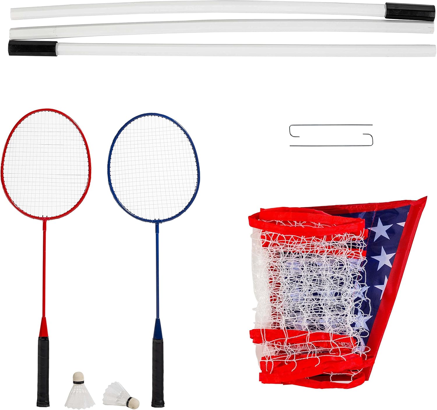 Franklin Sports Badminton Net Set - Badminton Net Sets Up In Seconds - Includes 2 Rackets, 2 Birdies and Pre-Strung Net and Poles