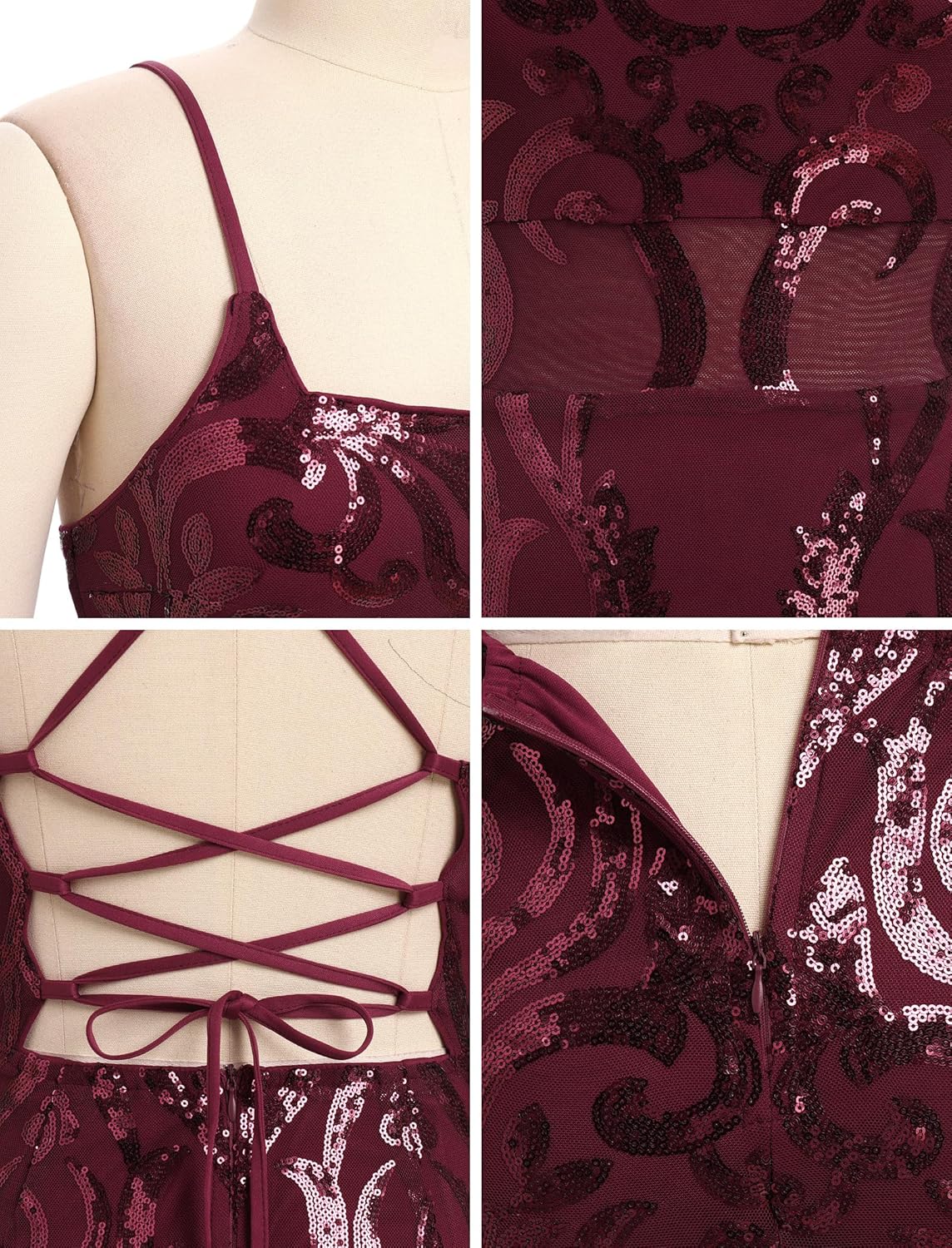 ODIZLI Women's Spaghetti Straps Sparkly Sequins Bodycon Mini Dress Party Nightclub Homecoming Dresses Slim Fit - Image 4