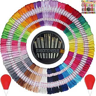 Premium Vibrant Rainbow Color Embroidery Floss - Friendship Bracelets Floss - Cross Stitch Threads - Crafts Floss - 105 Skeins Per Pack and Free Set of 30 Embroidery Needles and 2 Needle Threaders