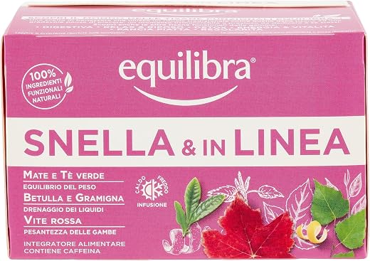 equilibra Dietary Supplements Herbal Teas, Lean and In-Line Herbal Tea, 100% Functional Ingredients for Body Weight Balance, Mate and Green Tea, 100% Recyclable Materials, 15 Filters
