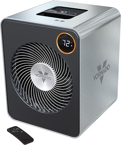 Vornado VMHi600 - Calentador de espacio metálico para toda la habitación, termostato digital, control remoto, 1500 vatios, acero inoxidable