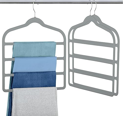 Miniatura 26 de Myfolrena - Percha de terciopelo para pantalones y pantalones cortos que ahorran espacio, antideslizante para pantalones cortos, múltiples perchas