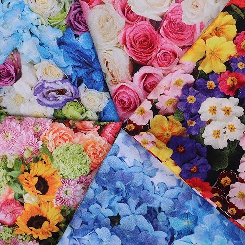 Miniatura 3 de Mook Fabrics Algodón floral, corte azul por yarda