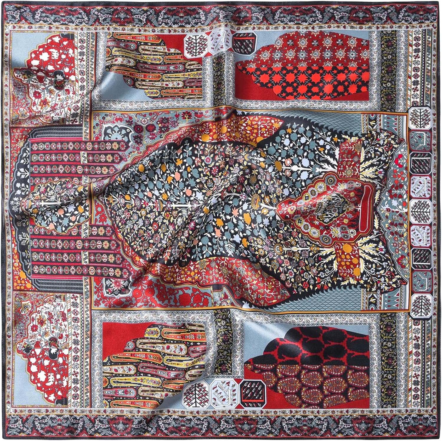 100% Mulberry Silk Scarf 25.6"x25.6" Square Women Neckerchief Headscarf - Lightweight Neck Scarf Gift Packed - Image 3