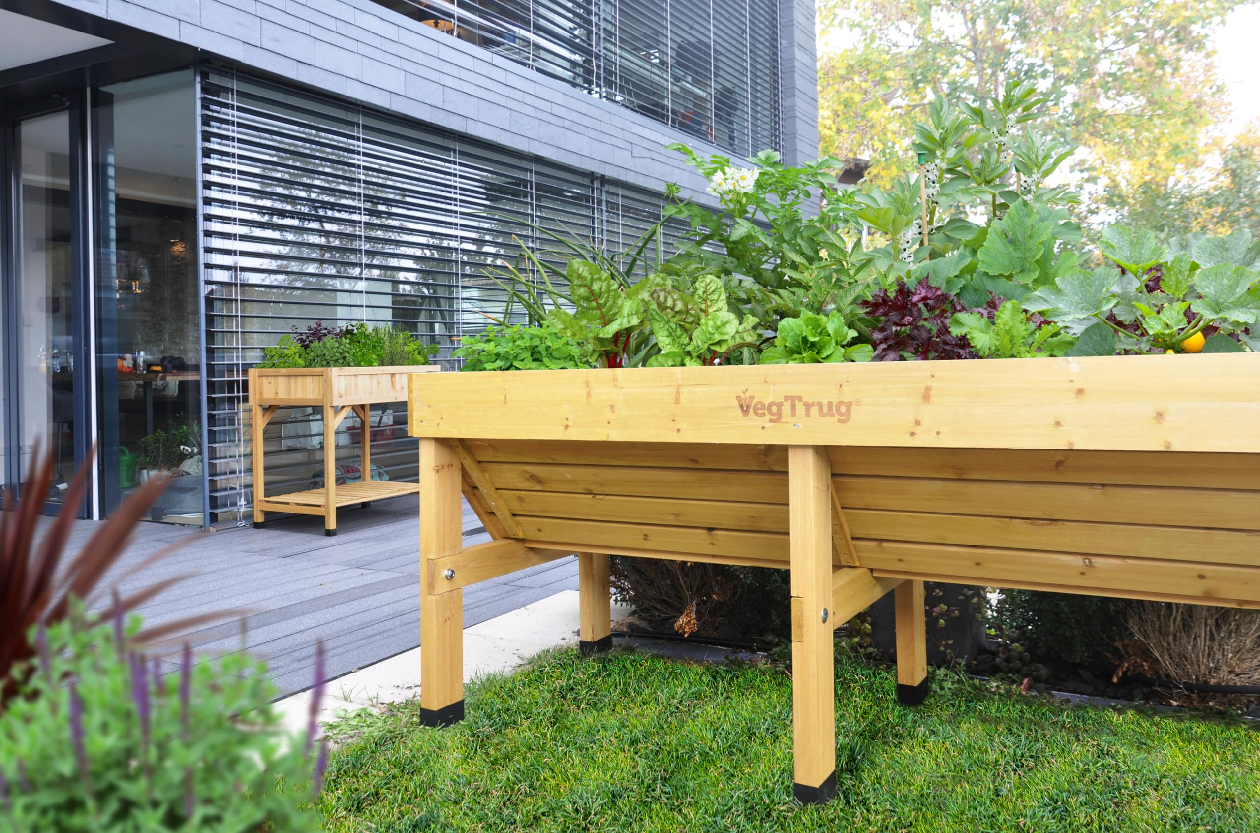 VegTrug Hochbeet Classic 1,8 m - Natural - 183 x 76 x 80 cm - ergonomisch | Pflanzkasten aus 100% FSC-Zedernholz - wetterfest für Balkon, Terrasse & Garten - platzsparendes Pflanzbeet mit Vlieseinlage