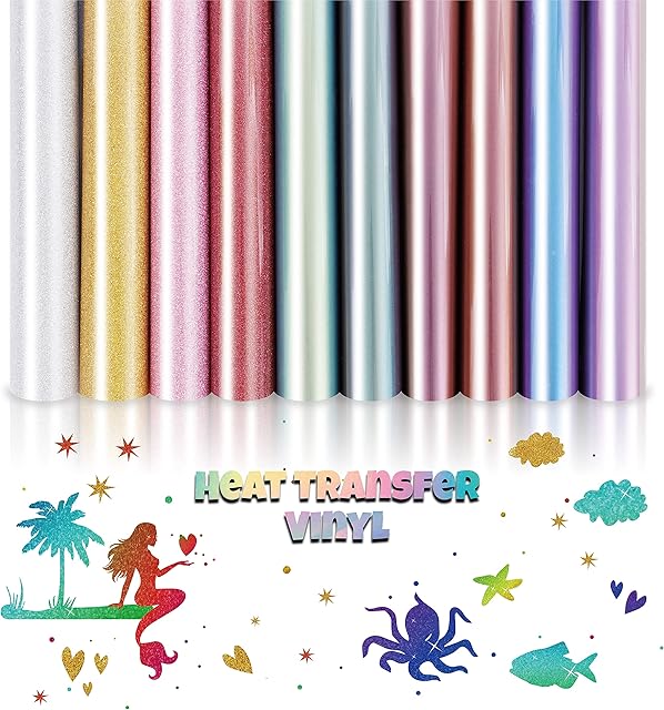 Heat Transfer Vinyl 10pcs Iron on Vinyl Sheets for Fabric 30.5x 21cm Transfer Plotter Film Textile for Ironing on T-Shirt Fabrics Bags Textiles DIY
