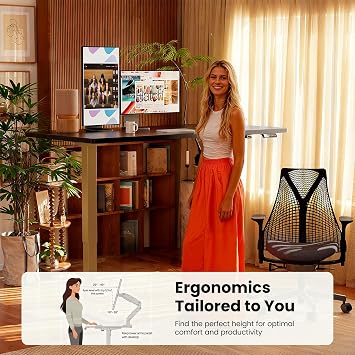 ErGear Electric Standing Desk, Adjustable Height Elevation Desk, Memory Computer, Home Office Desk, 32 x 19 Inches, Black + Gold