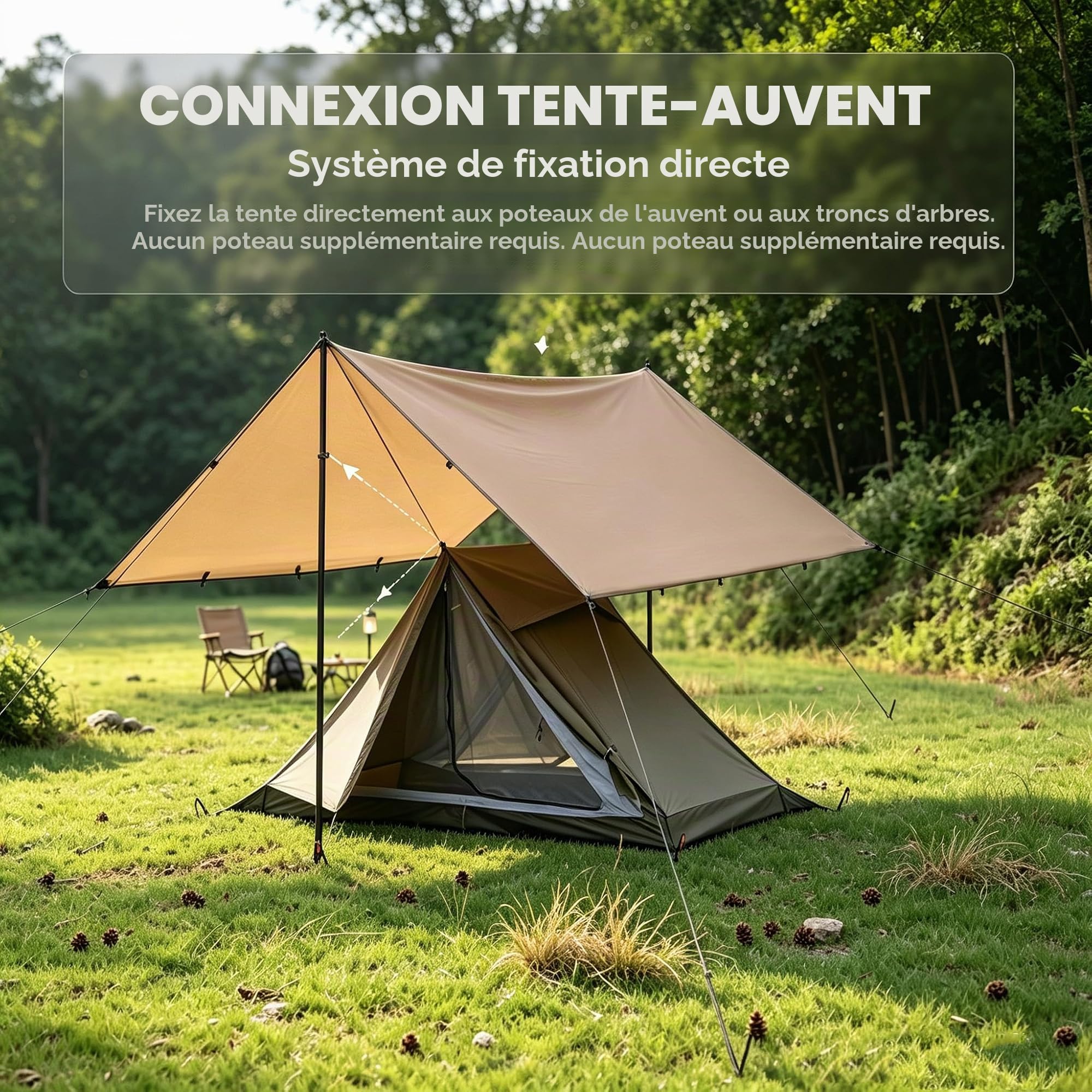 Tente légère pour Une Personne étanche 2000+mm pour randonnée, Camping et Trekking (sans Poteau)