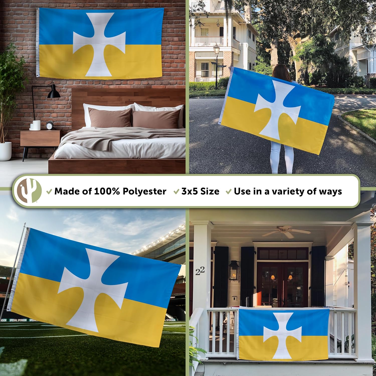 Desert Cactus Sigma Chi Flag – 3x5 Ft Banner for Indoor/Outdoor Use, Sig Chi Design, for Events and Home Décor Sign (Pack of 2)